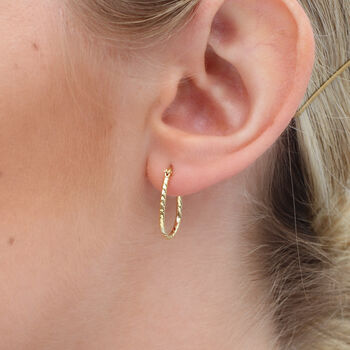 18ct Gold Plated Or Silver Twisted Oval Hoop Earrings, 2 of 6