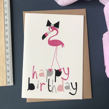 Pink Flamingo 'Happy Birthday' Card, 3 of 9
