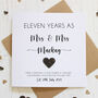 Personalised 11th Wedding Anniversary Card With Steel Heart, thumbnail 5 of 8