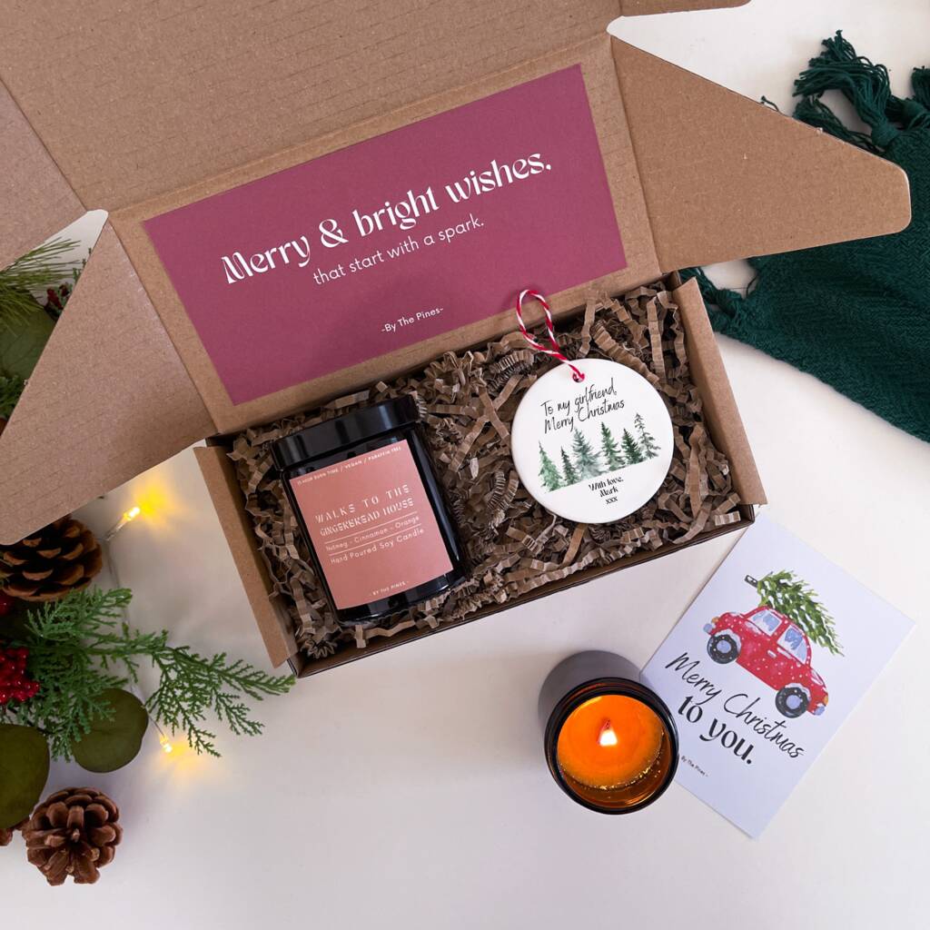 Personalised Girlfriend Christmas Candle Gift Set By By The Pines
