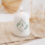 Personalised Botanical Name And Initial Candle In Ivory Or White, thumbnail 2 of 4