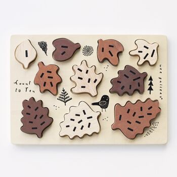 Wooden Tray Puzzle Count To 10 Leaves, 2 of 5