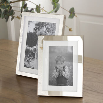 Classic Polished Silver Picture Frame With Ivory Mount, 3 of 5