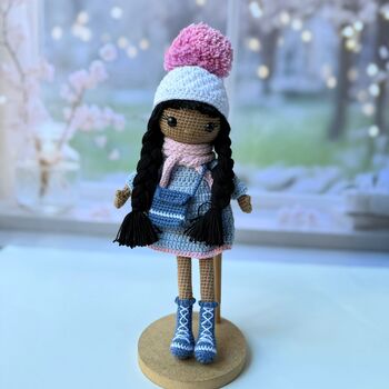 Handmade Crochet Dark Skin Doll, 9 of 12