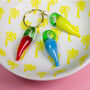 Glass Colourful Chilli Pepper Hoop Earrings Single Pair, thumbnail 1 of 7