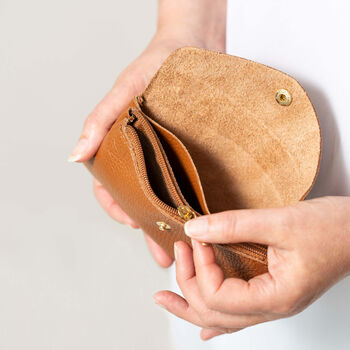 Tan Leather Popper Purse, 2 of 6