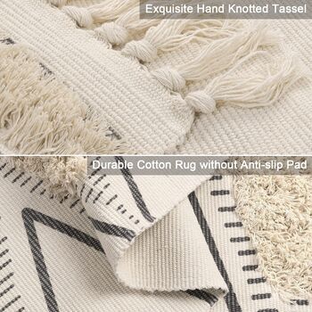 Geometric Tufted Cotton Throw Rug With Tassel, 7 of 7