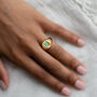 Blue Flower Gold Signet Open Ring Non Tarnish, thumbnail 3 of 5