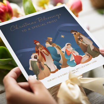 Nativity Priest Christmas Card, 4 of 4