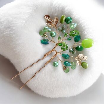Emerald Bloom Hair Pin, 3 of 7
