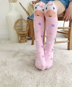 Girls Knee High Socks For Kids Magical Pony, 2 of 2