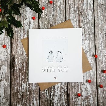 Silver Foil Penguin Snow In Love Christmas Card, 2 of 4