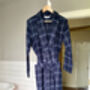 Ladies Brushed Cotton Dressing Gown In Dark Blue Check, thumbnail 2 of 6