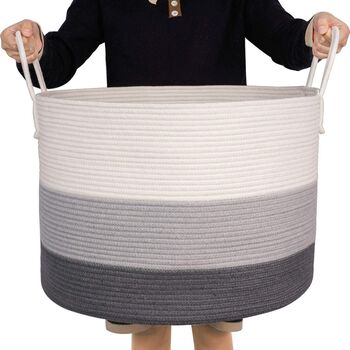 Cotton Rope Basket Extra Large Hamper With Handles, 7 of 8