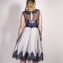 Navy And Ivory Lace And Satin Occasion Wear Dress, thumbnail 3 of 4