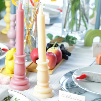 Large Coloured Vegan Wax Candlestick, 4 of 9
