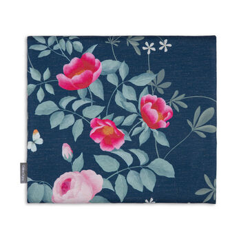 Luxury Linen Like Floral Tablecloth Rose Garden Navy, 2 of 7