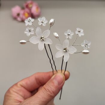 Pearl Flower Bridal Hair Pins Set Of Two, 10 of 12
