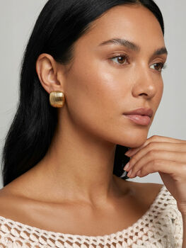 Textured Big Square Stud Earrings, Statement Jewellery, 3 of 5