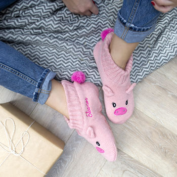 Personalised Glitter Pig Bootie Slippers, 3 of 3