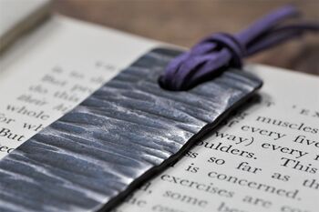 11th Anniversary Gift, Forged Stripy Steel Bookmark, Personalised, 2 of 7