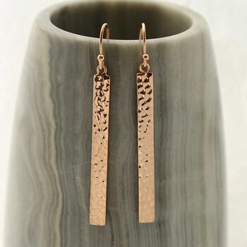 Sterling Silver Hammered Bar Earrings, 4 of 11