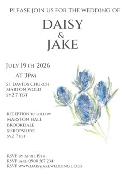 Pack 12 Thistle Original Botanical Wedding Place Name Cards Double Sided, 4 of 6