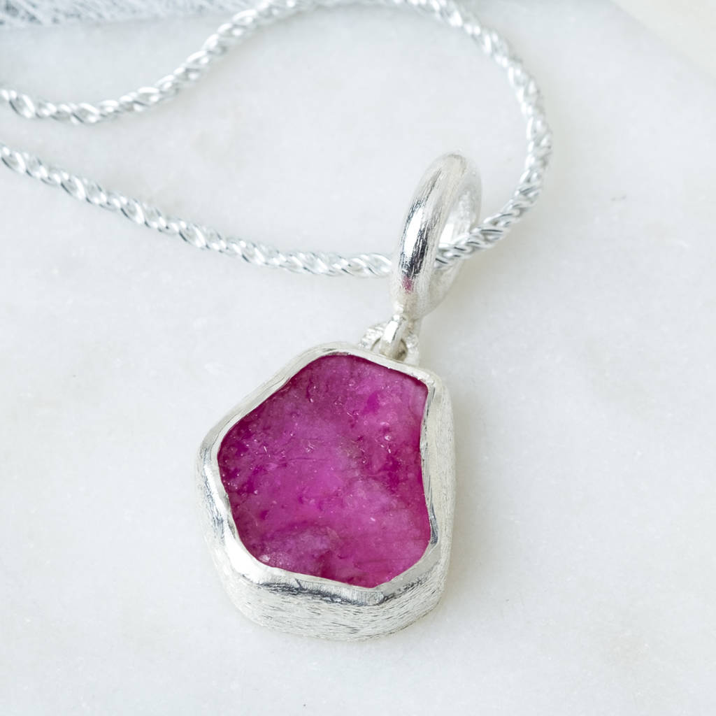 rough ruby july birthstone pendant by sugar mango | notonthehighstreet.com