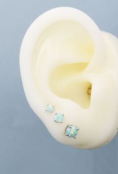 Mint Green Opal Stud Earrings, 2 of 12