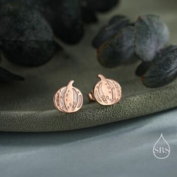 Sterling Silver Pumpkin Squash Stud Earrings, 3 of 12