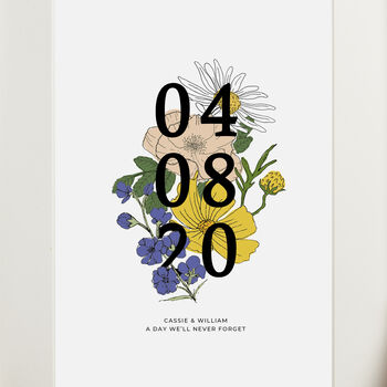 Personalised Floral Date Print, 3 of 3