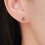 Sterling Silver Emerald Green Cz Huggie Hoop Threader Earrings, thumbnail 1 of 11