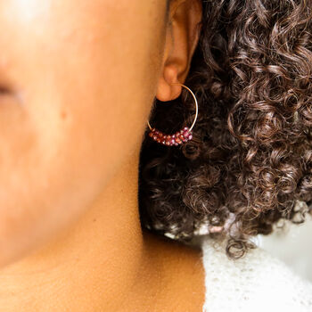 Real Garnet Gemstone Hoop Earrings, 6 of 6