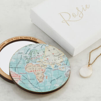 World Map Compact Pocket Mirror For Her, 3 of 5