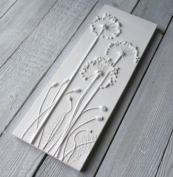 Allium And Poppies Plaster Cast Wall Plaque, 3 of 7
