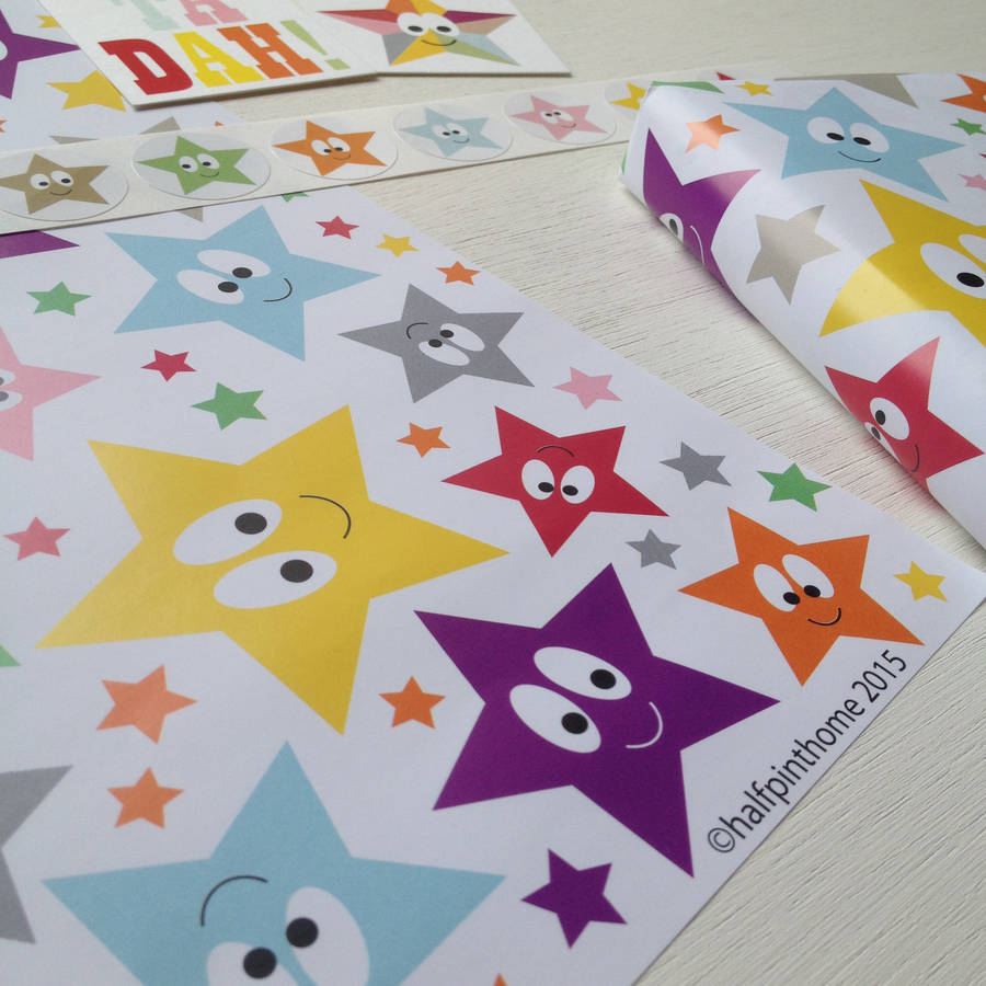 star gift wrapping paper or gift wrap set by half pint home