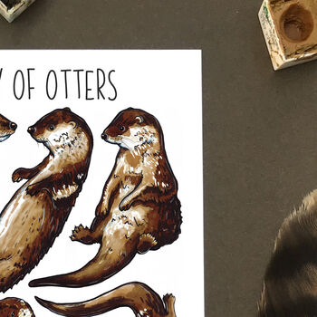 Otters Wildlife Watercolour Postcard, 4 of 7