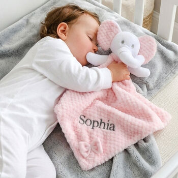 Personalised Pink Sherpa Blanket Elephant Comforter Set, 2 of 9