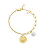 Gold Plated Coin And Pearl Chain Bracelet, thumbnail 2 of 4