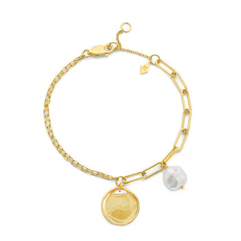 Gold Plated Coin And Pearl Chain Bracelet, 2 of 4
