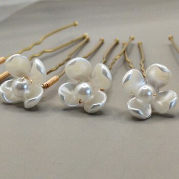 Set Of Six Pearl Flower Hair Pins, 12 of 13