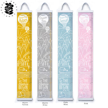 Personalised Monochrome Mountain Adventure Height Chart, 5 of 11