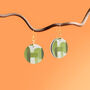Olive Green Abstract Circular Earrings • Gold Plated Sterling Silver Hooks, thumbnail 3 of 8