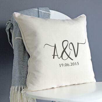 Personalised Initials And Date Piped Cushion, 3 of 4