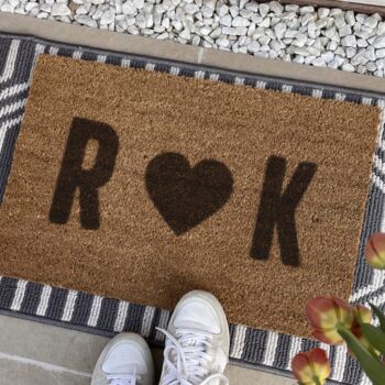 Personalised Heart Initials Doormat Wedding Gift, 2 of 2