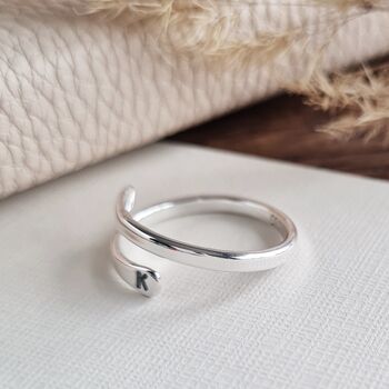 Sterling Silver Initials Hug Ring, 3 of 8