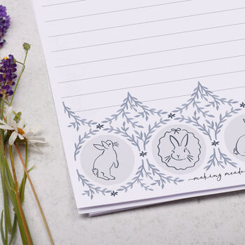 A5 Personalised Letter Writing Paper Blue Rabbit Design, 2 of 4