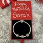 March Birthstone Charm Personalised Silver Bracelet, thumbnail 7 of 9