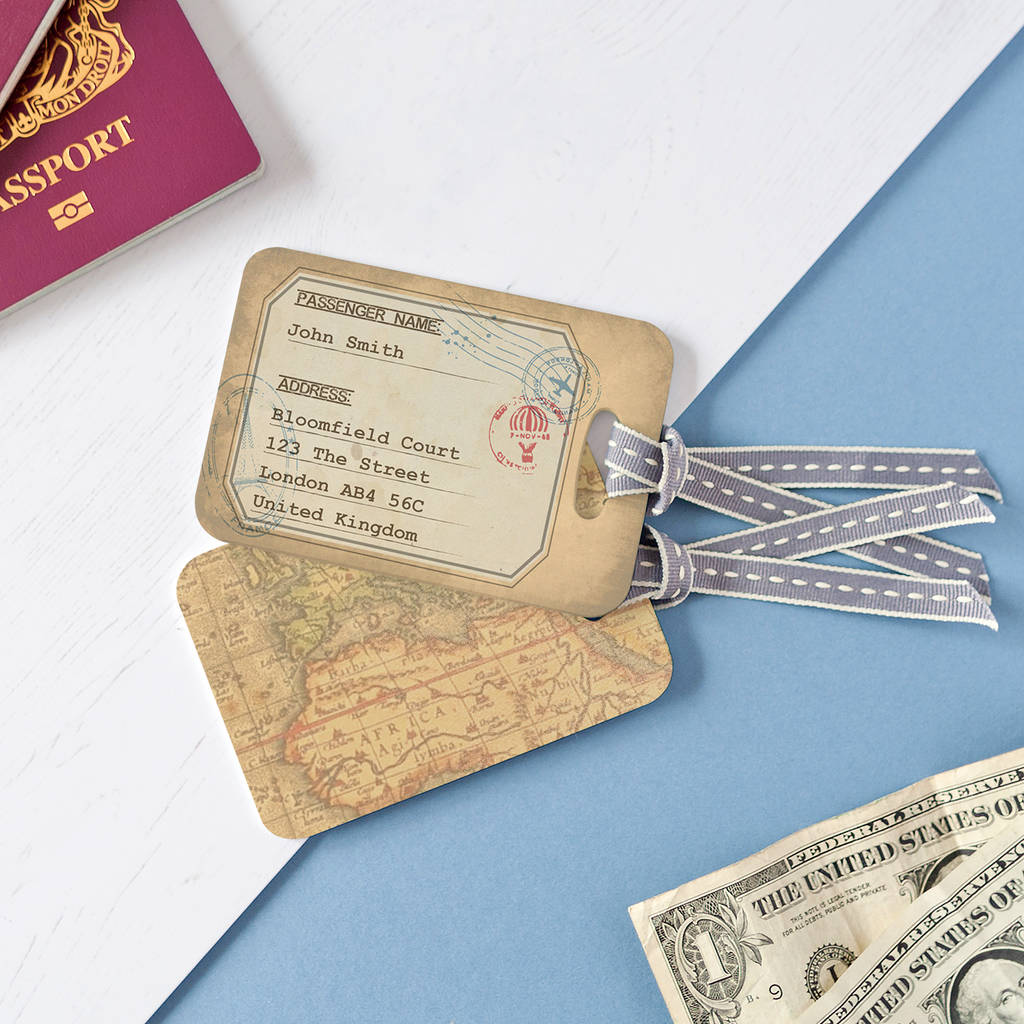 Personalised Vintage Map Luggage Tag By The Little Picture Company ...