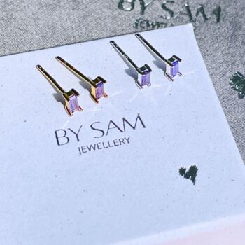 Amethyst Gemstone Stud Earrings Gift For Her, 2 of 6